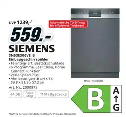 Media Markt SIEMENS SN53ES06VE_B Einbaugeschirrspühler Angebot