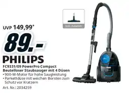 Media Markt PHILIPS FC9331/09 PowerPro Compact Beutelloser Staubsauger mit 4 Düsen Angebot