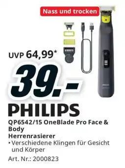 Media Markt PHILIPS QP6542/15 OneBlade Pro Face & Body Herrenrasierer Angebot