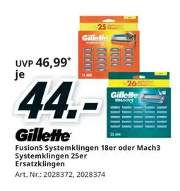Media Markt Gillette Fusion5 Systemklingen 18er oder Mach3 Systemklingen 25er Ersatzklingen Angebot