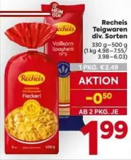 Billa Recheis Teigwaren Angebot