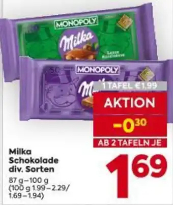Billa Milka Schokolade Angebot