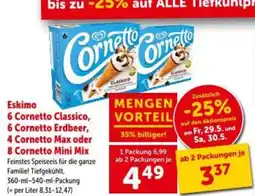 Interspar Eskimo 6 Cornetto Classico, 6 Cornetto Erdbeer, 4 Cornetto Max oder 8 Cornetto Mini Mix Angebot
