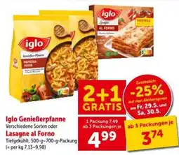 Interspar Iglo genießerpfanne oder lasagne al forno Angebot