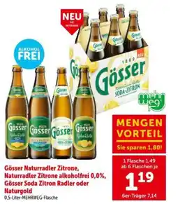 Interspar Gösser naturradler zitrone, naturradler zitrone alkoholfrei 0,0%, gösser soda zitron radler oder naturgold Angebot