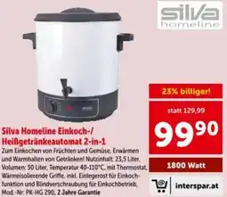 Interspar Silva Homeline Einkoch-/ Heißgetränkeautomat 2-in-1 Angebot