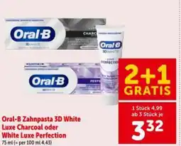 Interspar Oral-B Zahnpasta 3D White Luxe Charcoal oder White Luxe Perfection Angebot