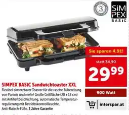 Interspar SIMPEX BASIC Sandwichtoaster XXL Angebot