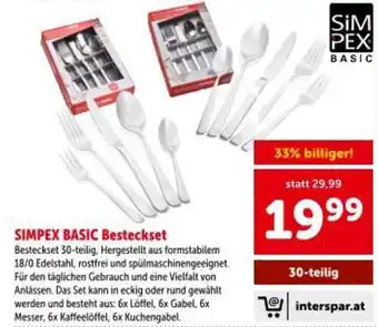 Interspar SIMPEX BASIC Besteckset Angebot
