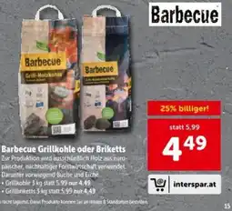 Interspar Barbecue Grillkohle oder Briketts Angebot
