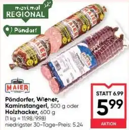 Maximarkt Pöndorfer, Wiener, Kaminstangerl oder Holzhacker Angebot