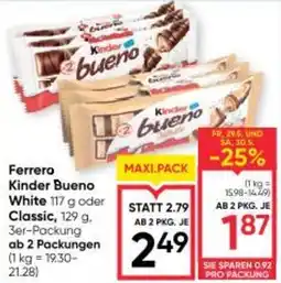 Maximarkt Ferrero Kinder Bueno White oder Classic Angebot