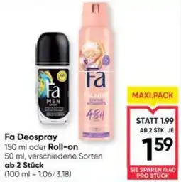 Maximarkt Fa Deospray oder Roll-on Angebot