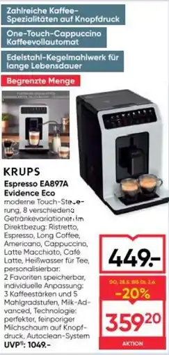 Maximarkt KRUPS Espresso EA897A Evidence Eco Angebot