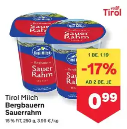 MPreis Tirol Milch Bergbauern Sauerrahm Angebot