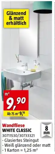 Bauhaus Wandfliese white classic Angebot
