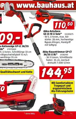 Bauhaus Akku kettensäge gp-lc 36/35 li bl Angebot