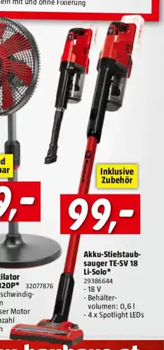 Bauhaus Akku stielstaub sauger te-sv 18 Angebot