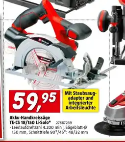 Bauhaus Akku handkreissäge te-cs 18/150 li-solo Angebot