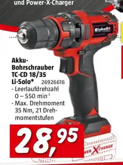 Bauhaus Akku bohrschrauber tc cd 18/35 li solo Angebot