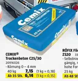 Bauhaus Cemix trockenbeton c25/30 Angebot