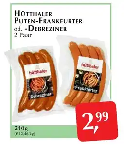 Winkler Markt Hütthaler puten-frankfurter od. -debreziner Angebot