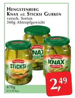 Winkler Markt Hengstenberg knax od. sticksi gurken versch Angebot