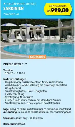 Hofer Reisen Xitalien/porto ottiolu sardinien Angebot