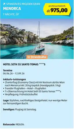 Hofer Reisen Menorca Angebot