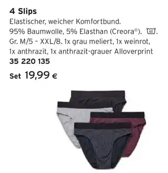 Tchibo Eduscho 4 Slips Angebot