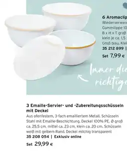 Tchibo Eduscho 3 Emaille Servier und Zubereitungsschüsseln mit Deckel Angebot