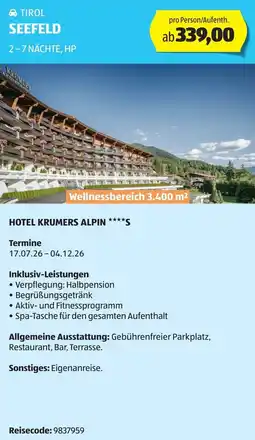 Hofer Reisen Tirol seefeld Angebot
