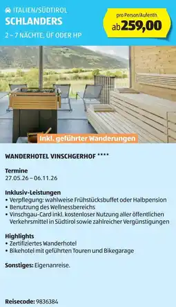 Hofer Reisen Italien/südtirol schlanders Angebot
