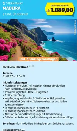 Hofer Reisen Sternfahrt madeira Angebot