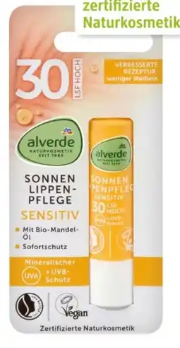dm Alverde Sensitiv Sonnen-Lippenpflege LSF 30 Angebot