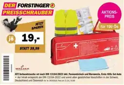 Forstinger KFZ Verbandstasche rot nach DIN 13164:2022 inkl. Pannendreieck und Warnweste, Erste Hilfe Set Auto Angebot