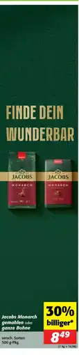 Nah&Frisch Jacobs Monarch gemahlen oder ganze Bohne Angebot