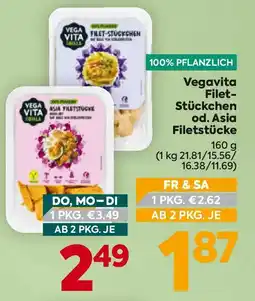 Billa Vegavita Filet Stückchen od Asia Filetstücke Angebot