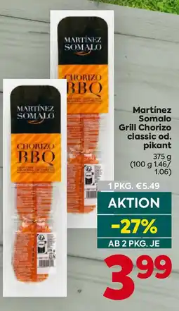 Billa Martínez Somalo Grill Chorizo classic od pikant Angebot
