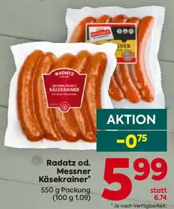 Billa Radatz od Messner Käsekrainer Angebot