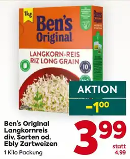 Billa Bens Original Langkornreis od Ebly Zartweizen Angebot
