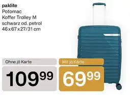 Bipa Paklite potomac koffer trolley m schwarz od petrol Angebot