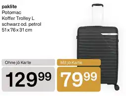 Bipa Paklite potomac koffer trolley l schwarz od petrol Angebot
