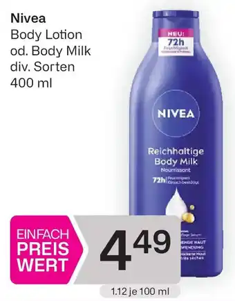 Bipa Nivea Body Lotion od Body Milk Angebot