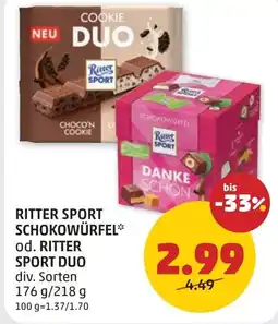 PENNY Ritter sport schokowürfel od. ritter sport duo Angebot