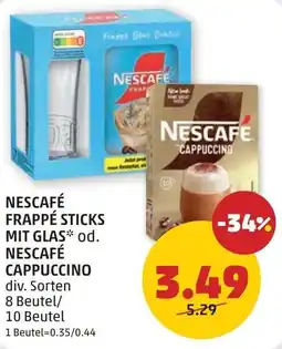 PENNY Nescafé frappé sticks mit glas* od. nescafé cappuccino Angebot