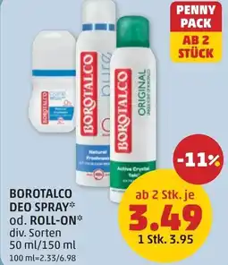 PENNY Borotalco deo spray od. roll-on Angebot