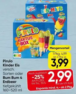 Spar Pirulo kinder eis bum bum 4 erdbeer tiefgekühlt Angebot
