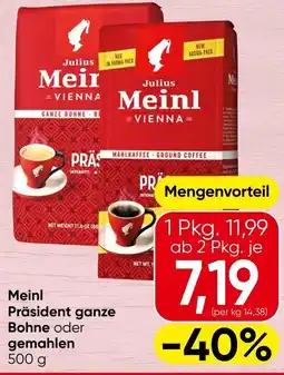 Spar Meinl präsident ganze bohne oder gemahlen Angebot