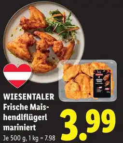Lidl Wiesentaler frische mais- hendlflügerl mariniert Angebot